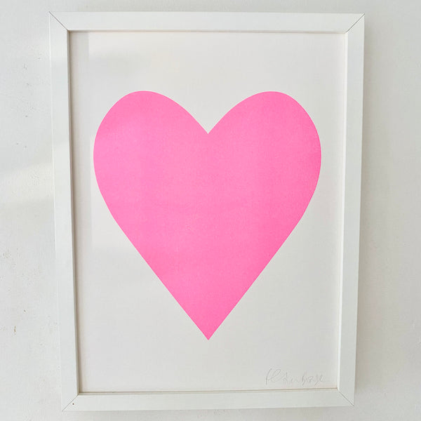 Neon Pink Heart Print Large