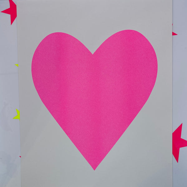 Neon Pink Heart Print Large