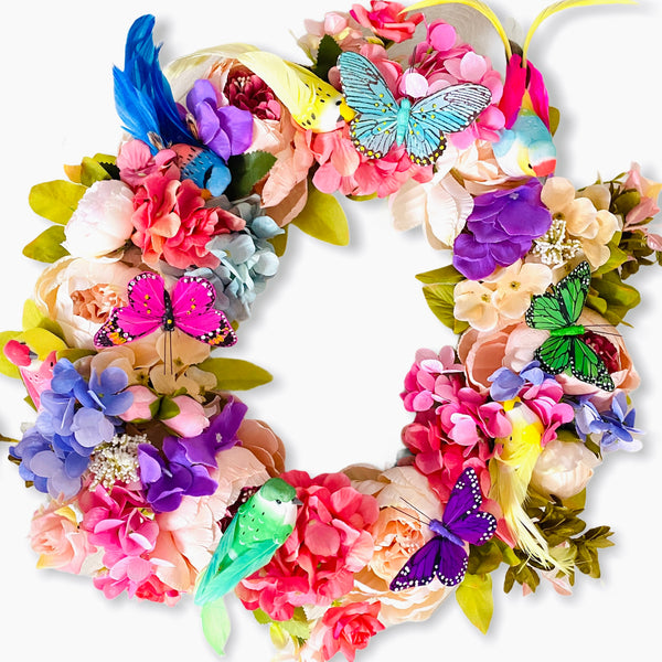 Large Spring Wreath With Birds & Butterflies