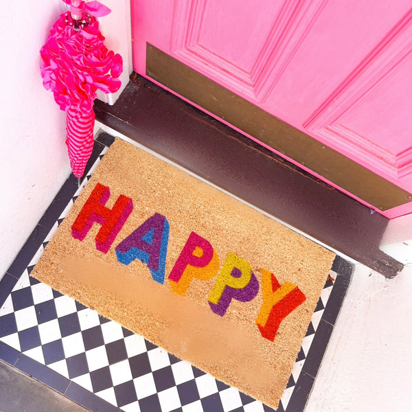 Happy Doormat Rainbow