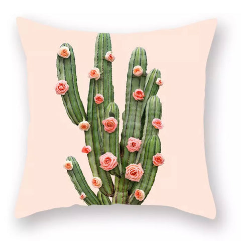 Cactus & Floral Cushion Cover
