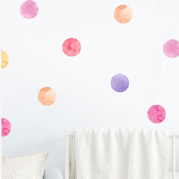 Shades Of Pink Watercolour Dot Stickers