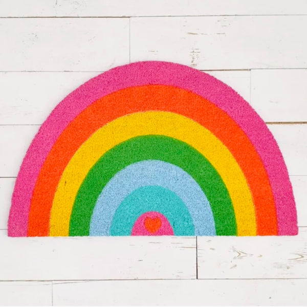 Rainbow With Heart Doormat Multi