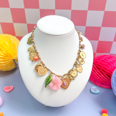 Whimsical Hearts & Blooms Charm Necklace