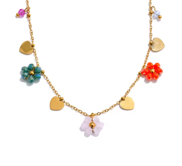 Hearts & Flowers Charm Necklace