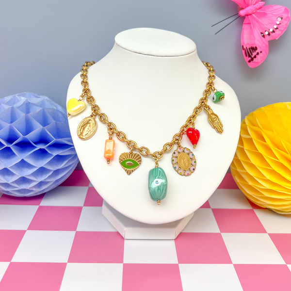 Vibrant Necklace With Lucky Charms