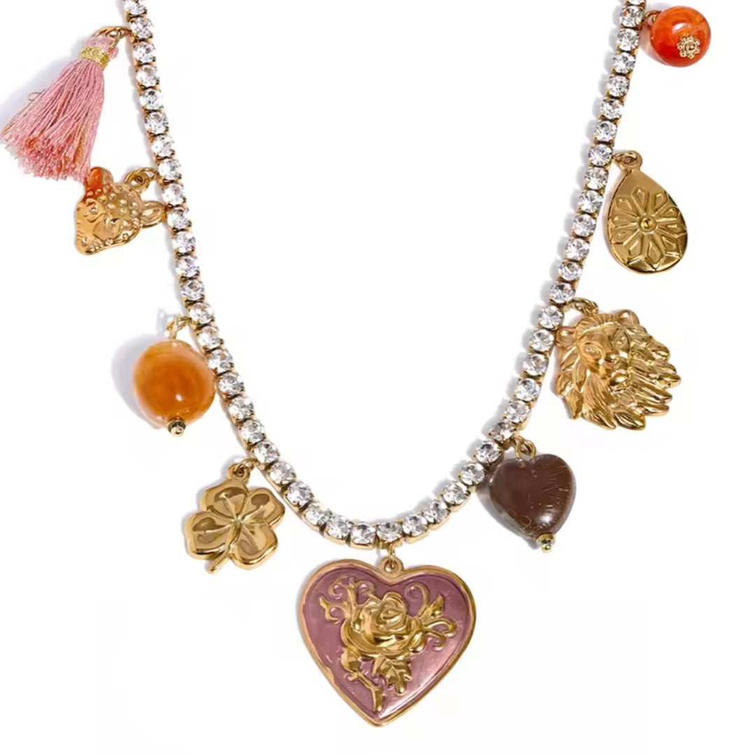 Hearts & Sparkles Charm Necklace