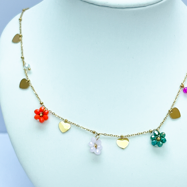 Hearts & Flowers Charm Necklace