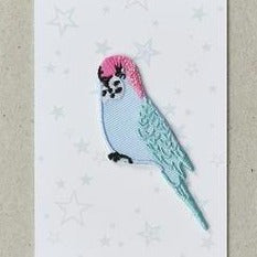 Iron on Patch Budgie - Blue