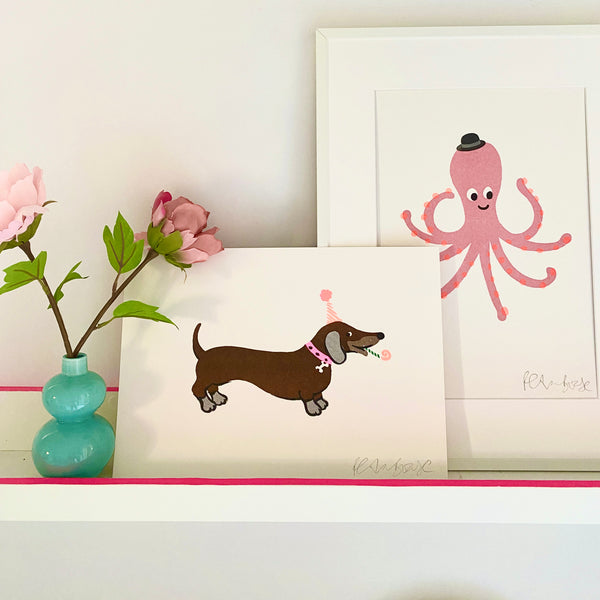 Pink Octopus Print A4
