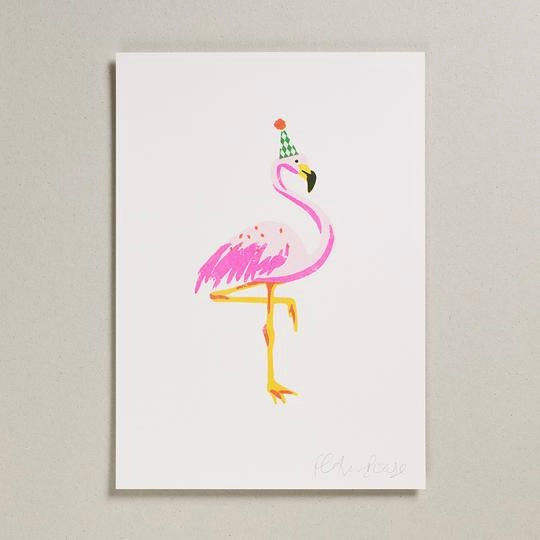 Pink Flamingo Print A4