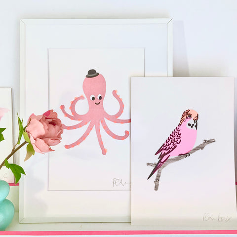 Pink Octopus Print A4