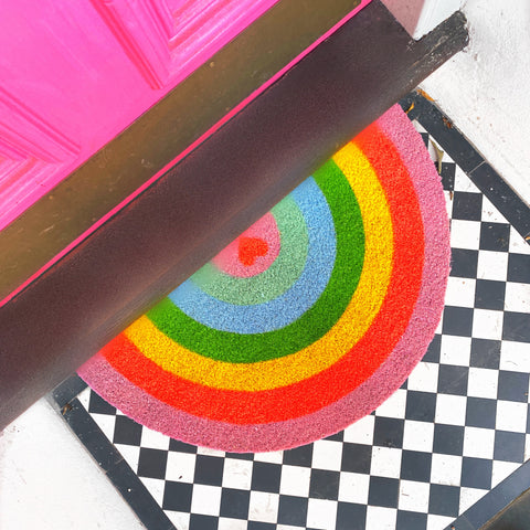 Rainbow With Heart Doormat Multi