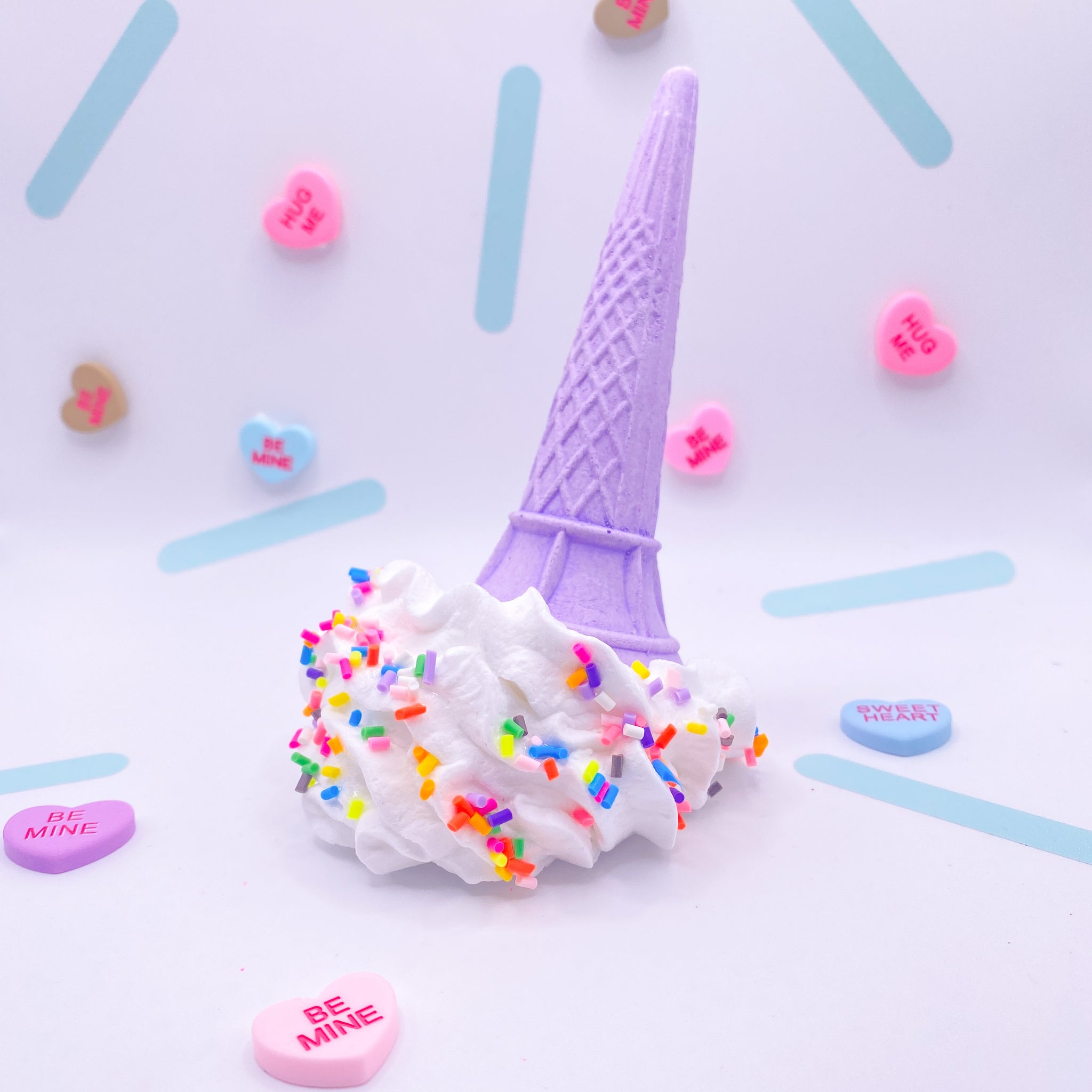 Whimsical Ice Cream Ornament Vanilla With Sprinkles (lilac Cone)