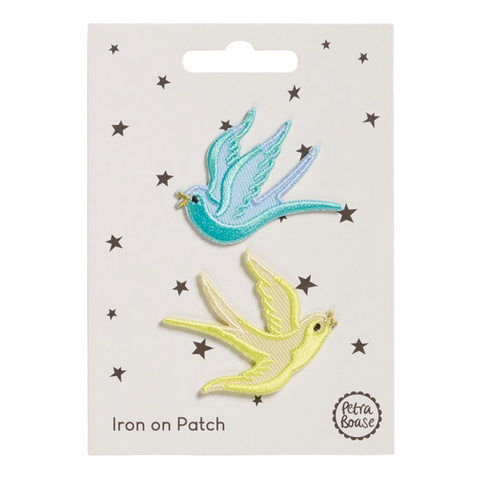 Iron on Patch Swallows - Blue & Yellow