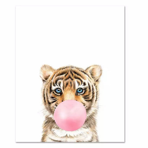Baby Tiger With Bubble On White 30 x 40cm