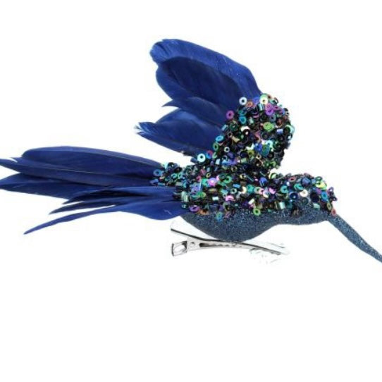 Blue & Teal Sequin Hummingbird Clip Set