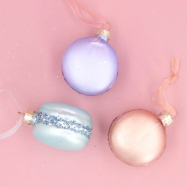 Set Of 3 Pastel Macaroon Ornaments