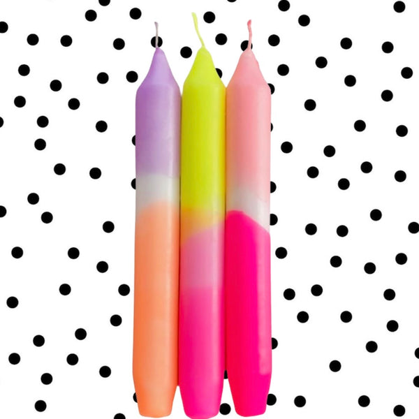 Neon Hand Dipped Candles- Summer