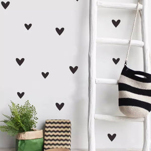 Set of 72 love hearts Wall Stickers Black