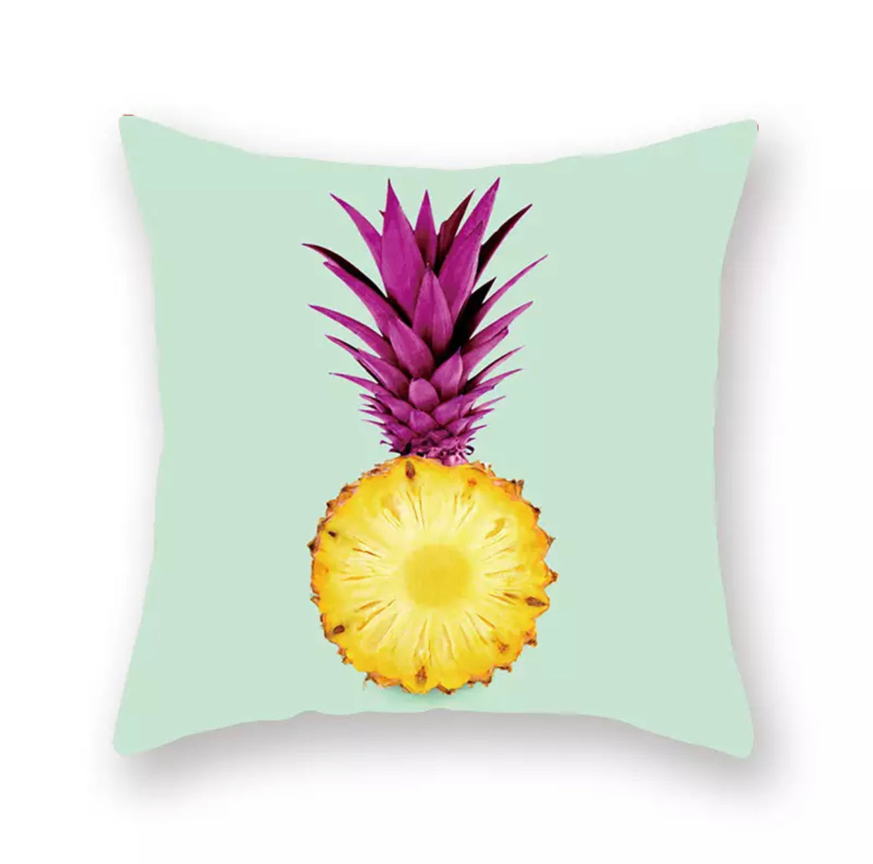 Yellow Pineapple on green Cushion Cover