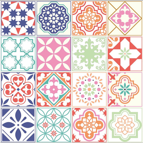 Colourful Tile Stickers 15cm x 15cm (16 Style 4)