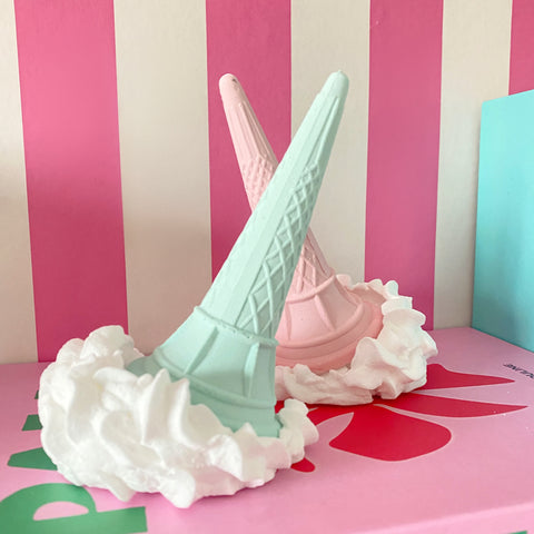 Whimsical Vanilla Ice Cream Ornament (Mint Cone)