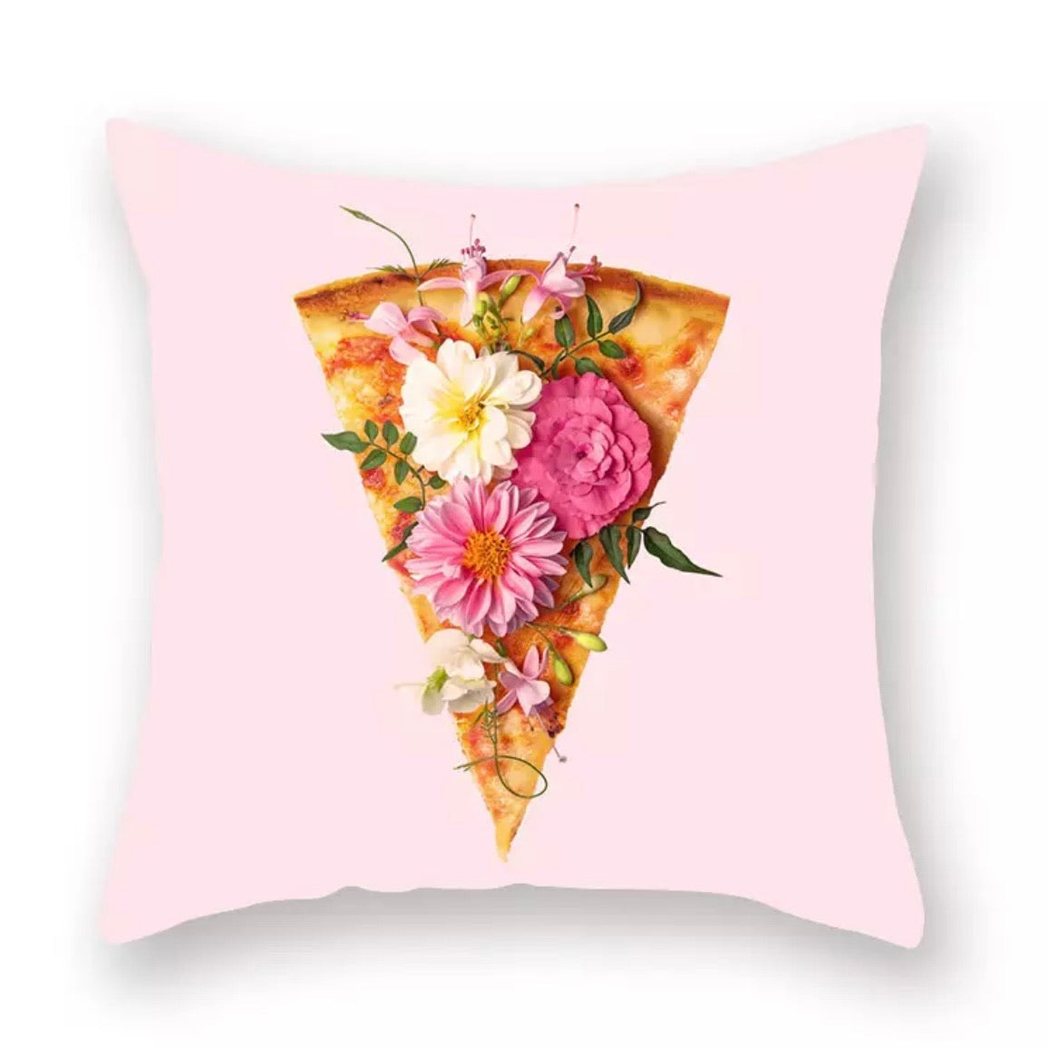 Flower Pizza on Blush Cushion Cover