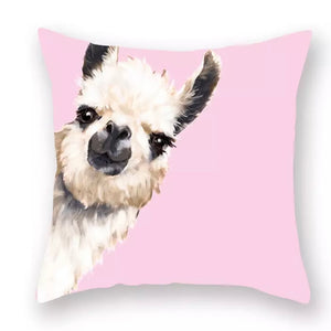 Llama on Blush Cushion Cover