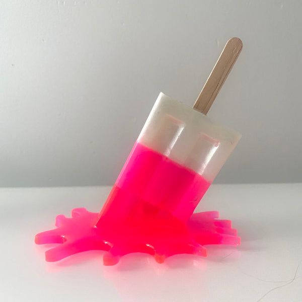 Pink Neon Lolly Sculpture With Splat