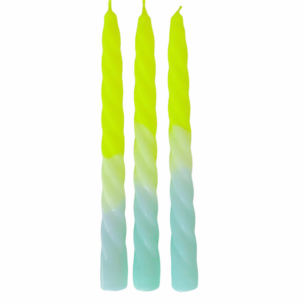 Twisted Neon Hand Dipped Candles- Lime