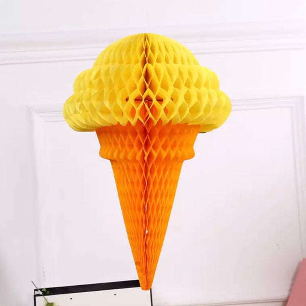 Paper Honeycomb Ice Cream Yellow