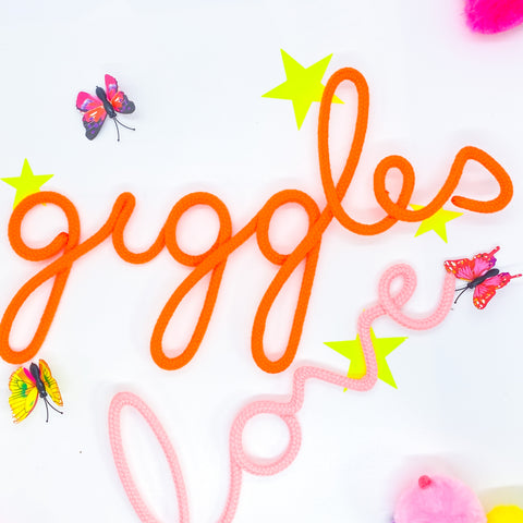 Giggles Rope Wire Word Neon Orange