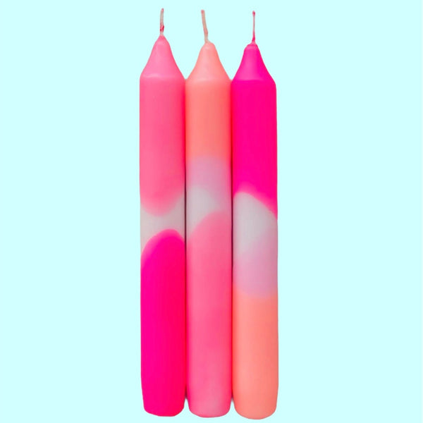 Neon Hand Dipped Candles- Flamingo