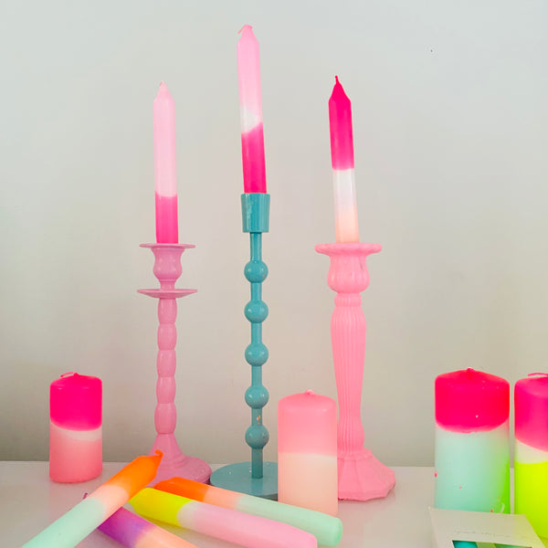 Neon Hand Dipped Candles- Flamingo