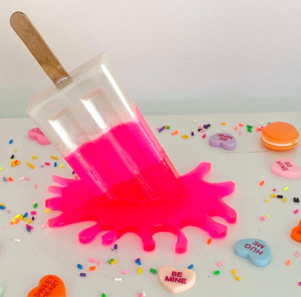 Pink Neon Lolly Sculpture With Splat