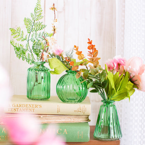 Green vintage Vases Set of 3
