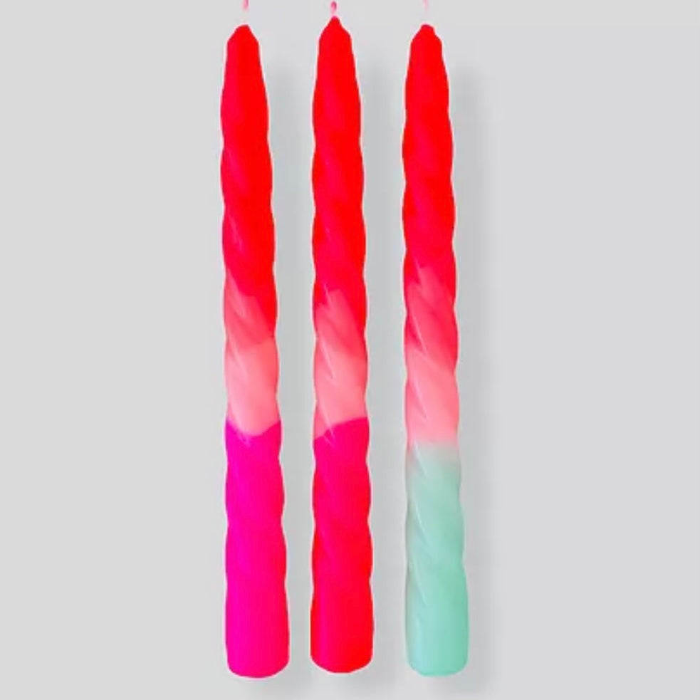 Neon Hand Dipped Candles- Ice Cream Pink