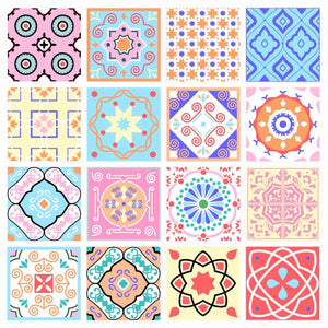 Colourful Tile Stickers 10cm x 10cm (16 style 1)