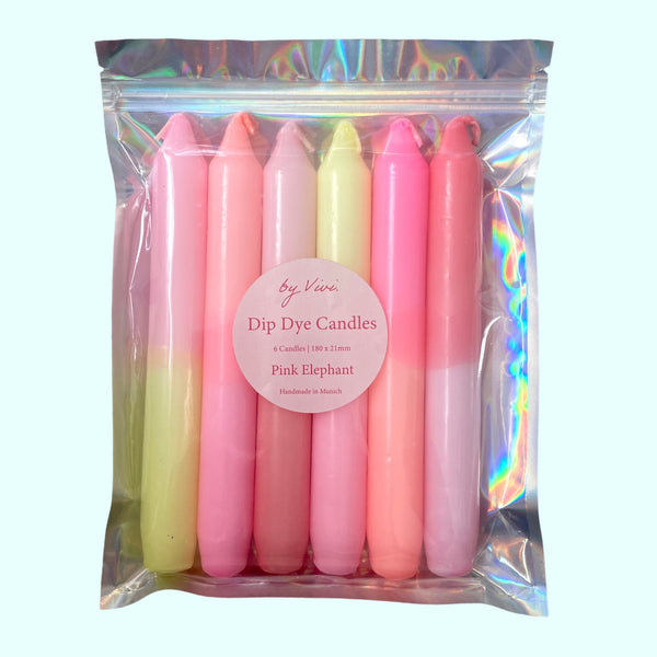 Pastel Pink Neon Candles - Set of Six