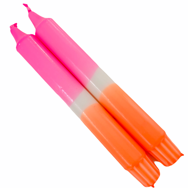 Neon Hand Dipped Candles- Neon Pink & Orange
