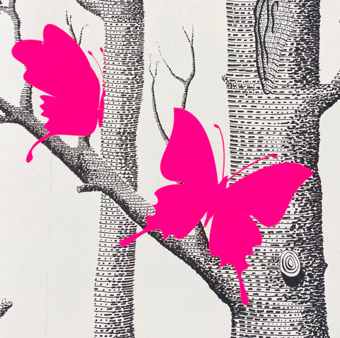 Set of 9 Butterflies Wall Stickers Neon PInk