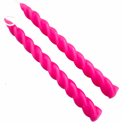 Twisted Neon Hand Dipped Candles- Neon Pink