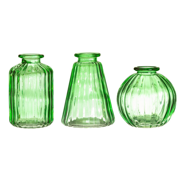 Green vintage Vases Set of 3