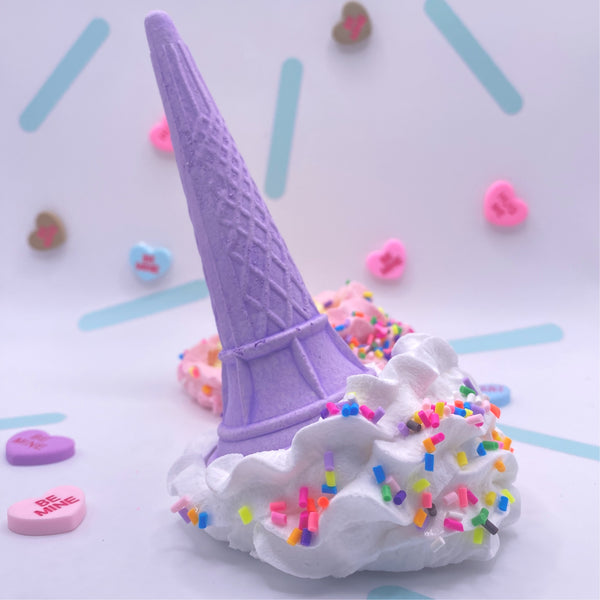Whimsical Ice Cream Ornament Vanilla With Sprinkles (lilac Cone)