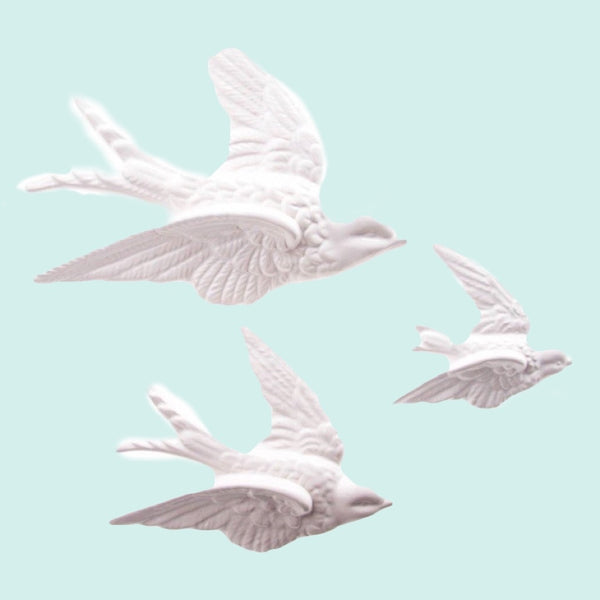 Swallow Wall Decorations White Set Of 3