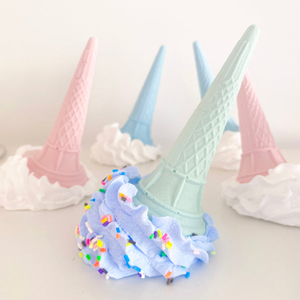 Whimsical Ice Cream Ornament Blue Raspberry With Sprinkles (mint cone)