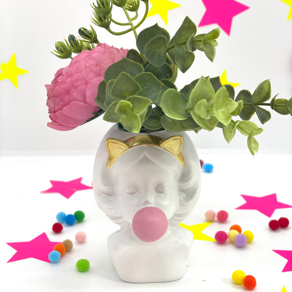 Mini Cat Girl Vase with Bubble Gum