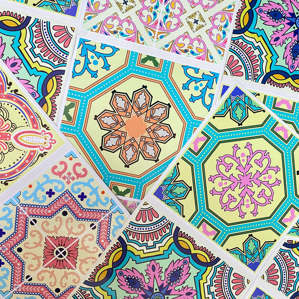Colourful Tile Stickers 15cm x 15cm (16 Style 5)
