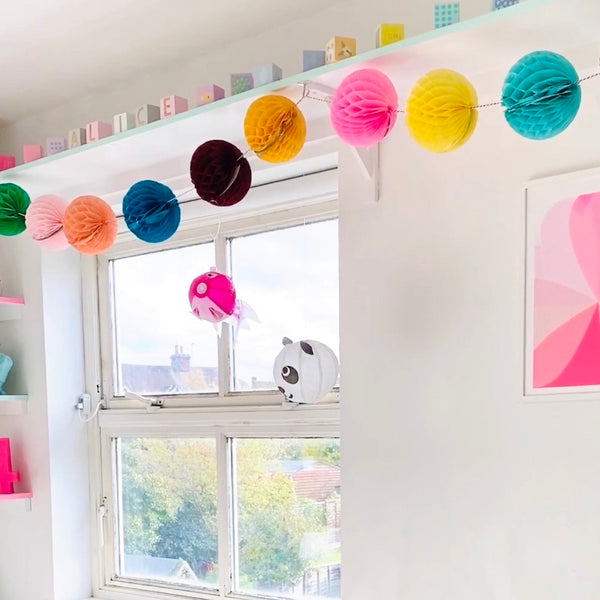 Brightly Coloured Paper Ball Garland